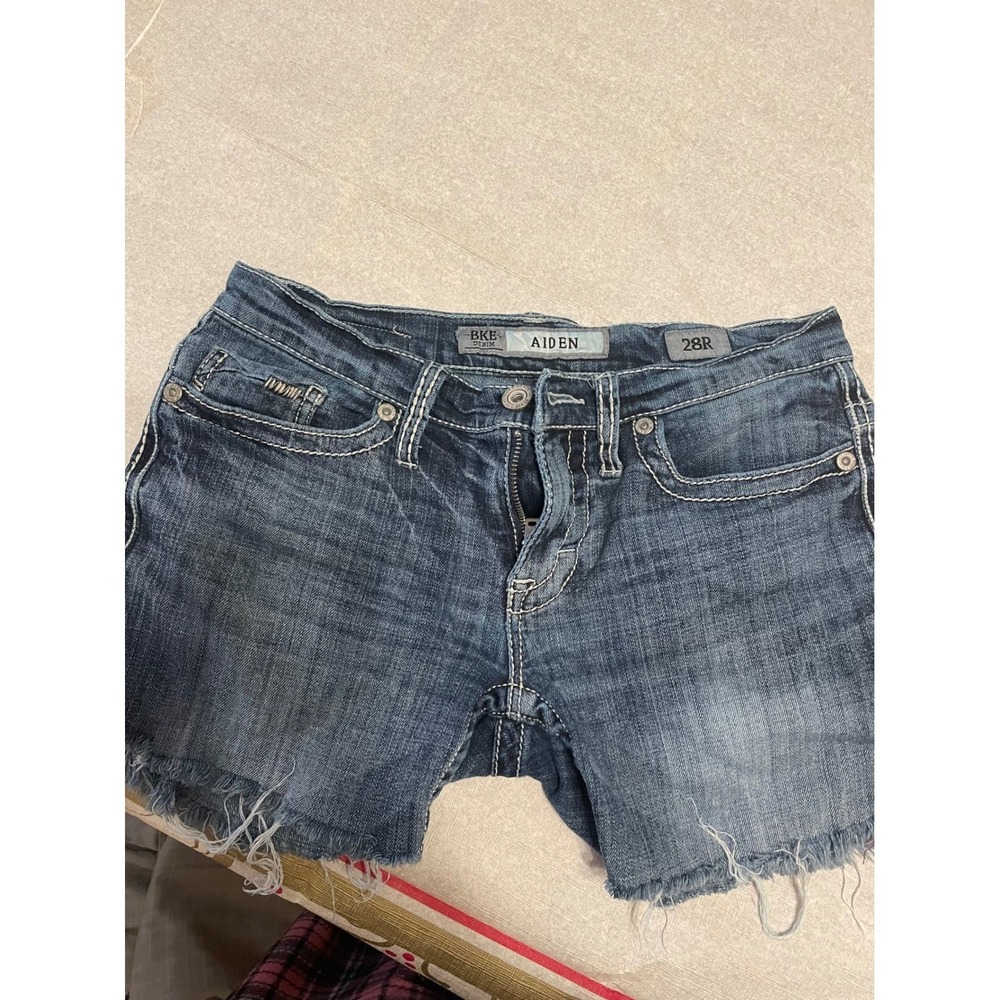 BKE Aiden Womens Denim Shorts Cutoff Frayed Distressed Blue Size 28R